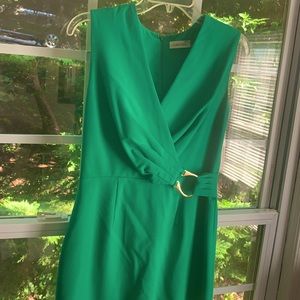 Green w/ gold belt Calvin Klein dress—size 6